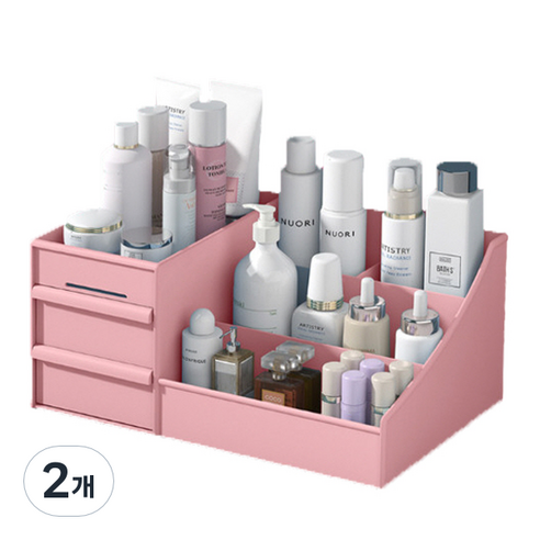 그뤠잇라이프 다용도 화장품 정리함 핑크, 2개