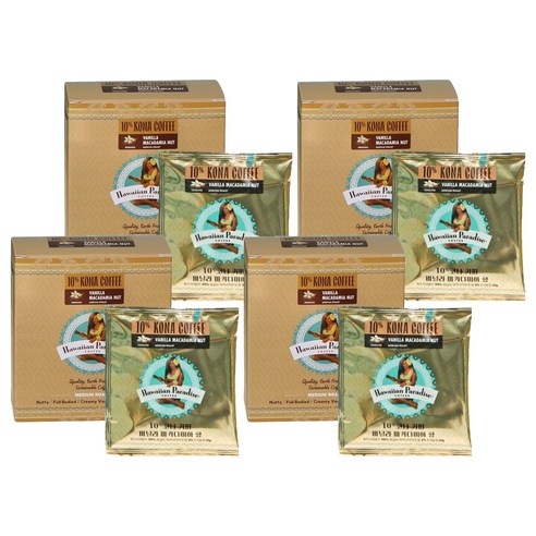 하와이안파라다이스커피 10% 코나 드립백 커피 바닐라 마카다미아 향, 10g, 6개입, 4개