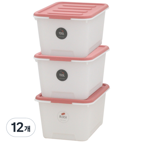 가쯔 멀티블럭 리빙박스, 레드, 24L, 12개