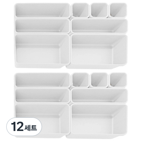 아리코 조립식 다용도 서랍정리함, 화이트, 12세트