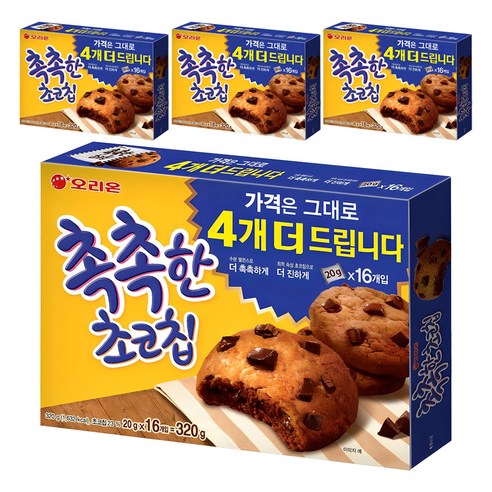 오리온 촉촉한 초코칩, 320g, 4개