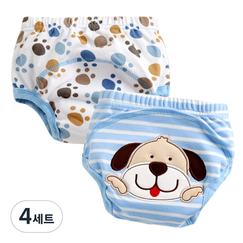 조이멀티 배변훈련팬티 2입, 멍멍이C (블루), 4세트