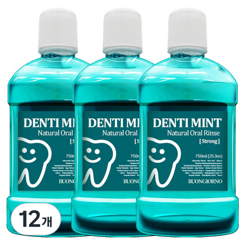 덴티본조르노 가글 구강세정제 스트롱, 750ml, 12개