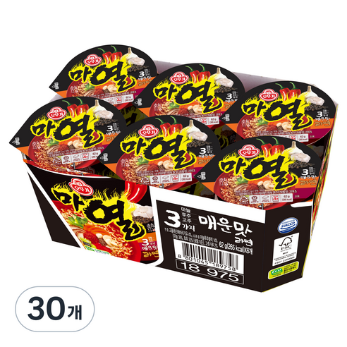 오뚜기 마열라면 컵 62g, 30개
