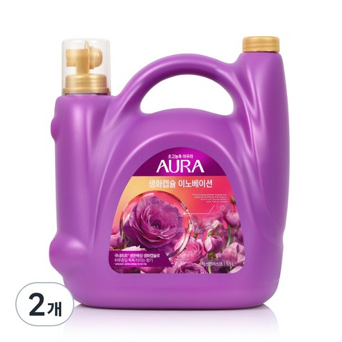 AURA 생화캡슐 이노베이션 섬유유연제 자스민머스크향, 2개, 5.5L