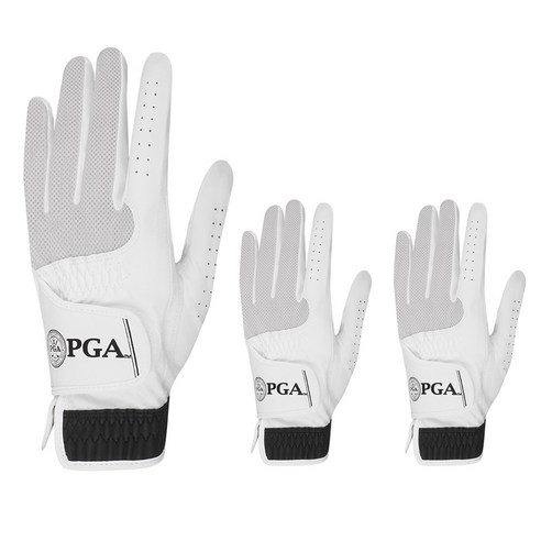 PGA 2102F 여성용 합피 골프장갑 왼손착용 3p, 화이트