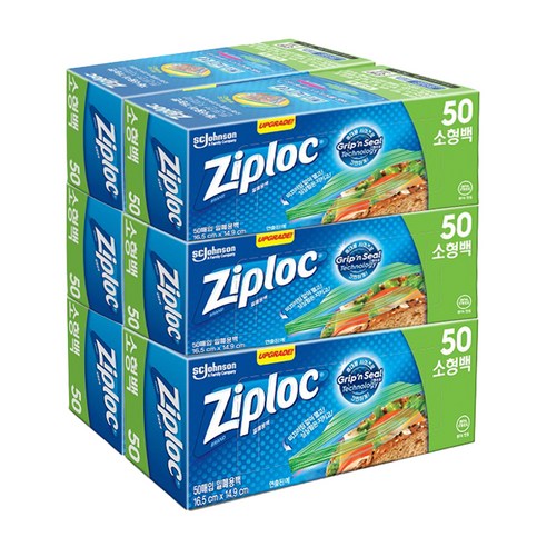지퍼락 그립앤실 지퍼백 냉장용, 소(S), 50개입, 6개