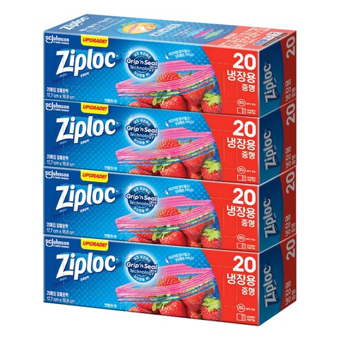 지퍼락 그립앤실 지퍼백 냉장용, 중(M), 4개