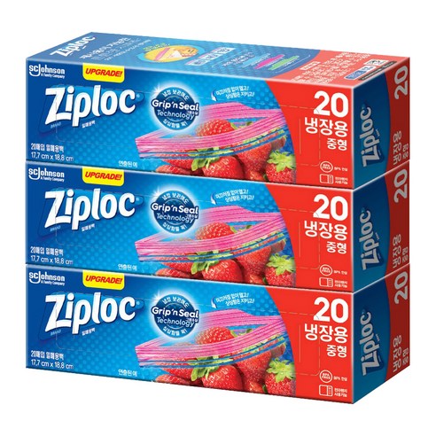 지퍼락 그립앤실 지퍼백 냉장용, 중(M), 3개