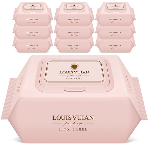 루이비앙 핑크 저자극 엠보싱 아기물티슈 캡형, 100매, 20팩