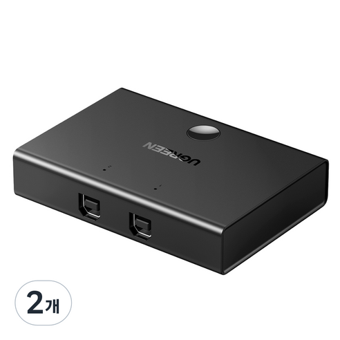 유그린 2대1 USB 2포트 스위치 선택기, 블랙, 2개