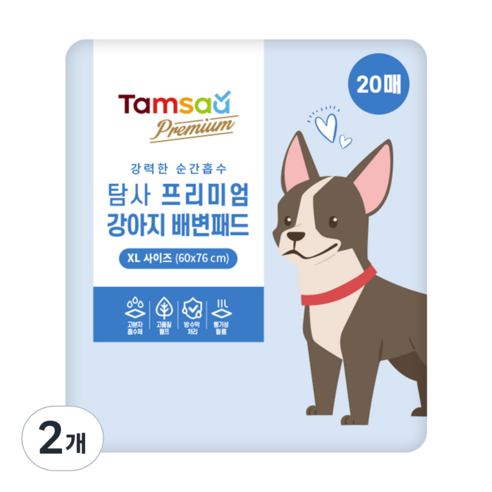 탐사 강아지 프리미엄 배변패드 XL(60x76cm) × 20개입 × 2개, 사이즈 × 개당 수량 × 수량 섬네일