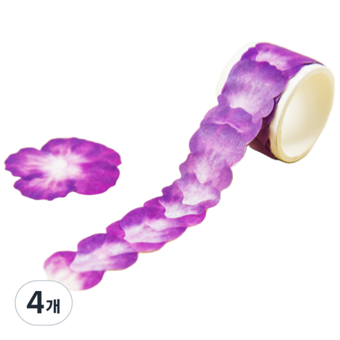 푸트로랩 콜라주 꽃잎 쌓인 테이프 30 x 30 mm 80p, 보라, 4개