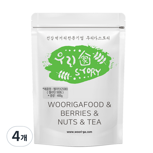 우리가스토리 250B 젤라틴 분말, 400g, 4개