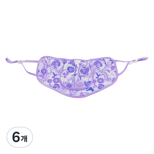 구리원사 2단 T3 꽃무늬 햇빛차단 마스크 24 x 12.5 cm, 1개입, 6개, 퍼플