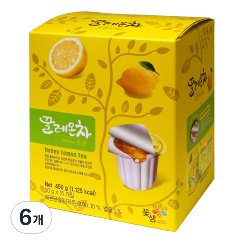 꽃샘식품 꽃샘 꿀레몬차포션, 30g, 15개입, 6개