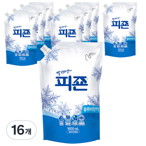 피죤 레귤러 섬유유연제 블루비앙카 리필, 1.6L, 16개