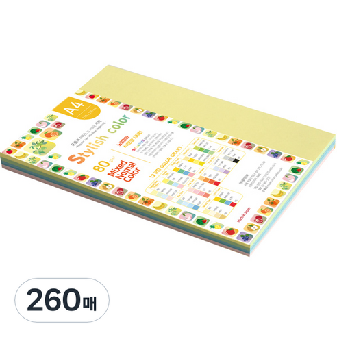 종이문화 스타일리쉬 시즌칼라 색지 혼합 171 SN-Popular Tone 80g, A4, 260매