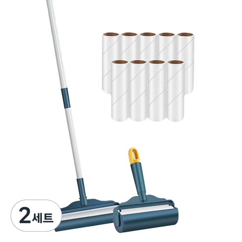 스패로우하우스 길이조절 사선컷팅 테이프 클리너 돌돌이 블루 본품 + 리필 9p, 2세트