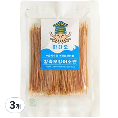 파라오 오징어 소면, 3개, 100g