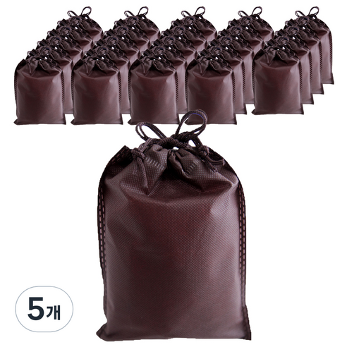 부직포 복주머니 더스트백 10 x 19 cm 25p, 브라운, 5개
