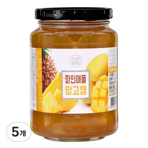 초록원 파인애플 망고잼, 560g, 5개