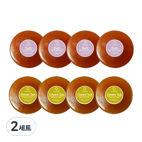 프로버블리 소금 중성비누 110g x 4p + 녹차 중성비누 110g x 4p, 2세트