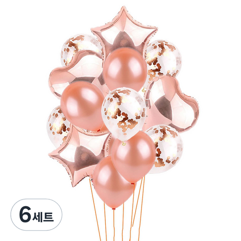 파티복닷컴 풍선모음 14p 파티세트, 로즈골드, 6세트