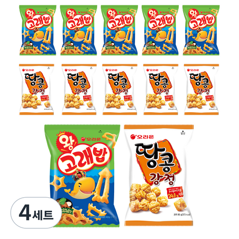 오리온 땅콩강정 80g x 6p + 왕고래밥 볶음양념맛 스낵 56g x 6p, 4세트
