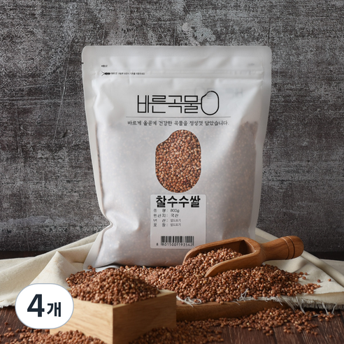 바른곡물 국산 찰수수쌀, 800g, 4개