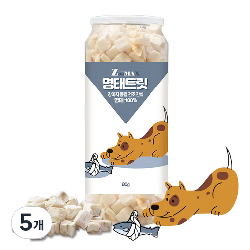 쥬맥스 강아지 명태트릿 사사미 60g, 5개, 명태맛