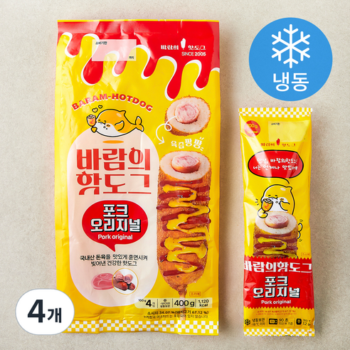 바람의핫도그 포크오리지널 (냉동), 100g, 4개입, 4개