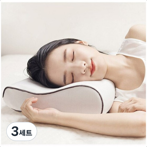 메모리폼 경추베개 + 커버 세트, 화이트, 3세트