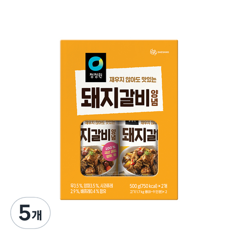 대상 청정원 돼지갈비 양념 2p, 1kg, 5개