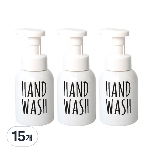 로맨틱노벰버 원형 거품용기 레터링2 HAND WASH 300ml, 화이트(캡), 15개