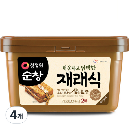 청정원순창 재래식 생된장, 2kg, 4개