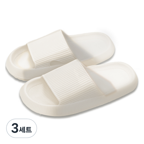 글랑앤 층간소음 슬리퍼 실내화 거실화, 화이트, 280mm, 3세트