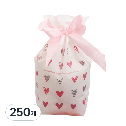 마켓감성 주머니 포장 봉투, 무늬하트, 250개