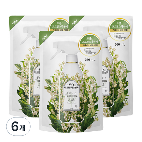 르샤트라1802 섬유탈취제 뮤게부케향 리필, 360ml, 6개