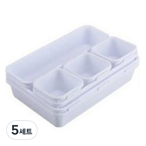 원더스토어 서랍 정리함 트레이 데스크 오거나이저 세트, 화이트, 5세트