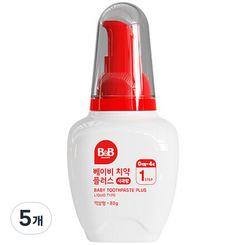 비앤비 베이비 치약 액상형 사과맛, 80g, 5개