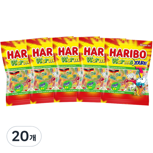 하리보 웜즈사우어 젤리, 200g, 20개