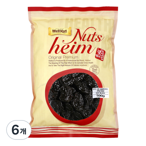 웰넛 자연두레 프룬 건자두, 500g, 6개