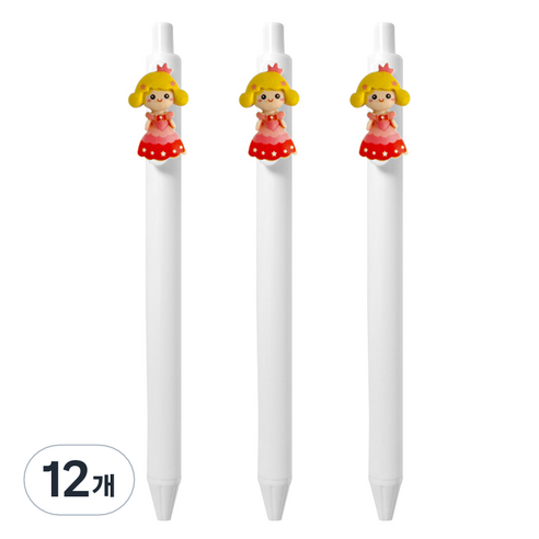 큐티파츠 젤펜 프린세스 0.5mm, 레드, 12개