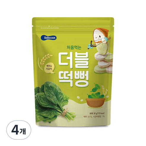 베베쿡 처음먹는 더블떡뻥 30g, 백미 + 시금치 혼합맛, 4개
