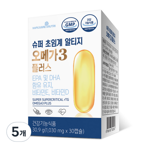 메이준뉴트리 슈퍼 초임계 알티지오메가3 플러스 30.9g, 30캡슐, 5개