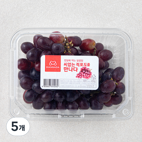 만나다 페루산 씨없는 적포도, 5개, 450g