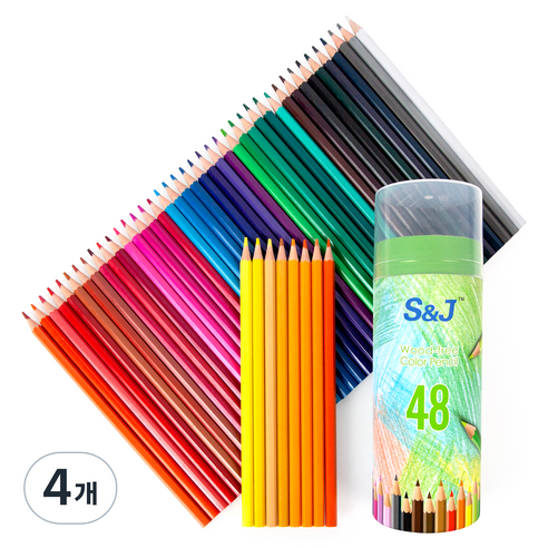 온비유 프리미엄 드로잉 색연필 17.5cm, 48색, 4개