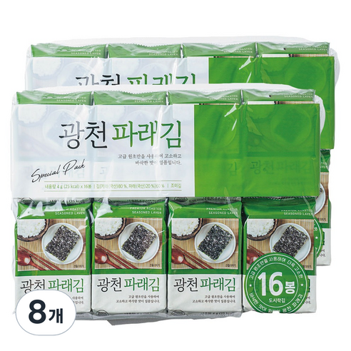 광천 파래김 16p, 64g, 8개