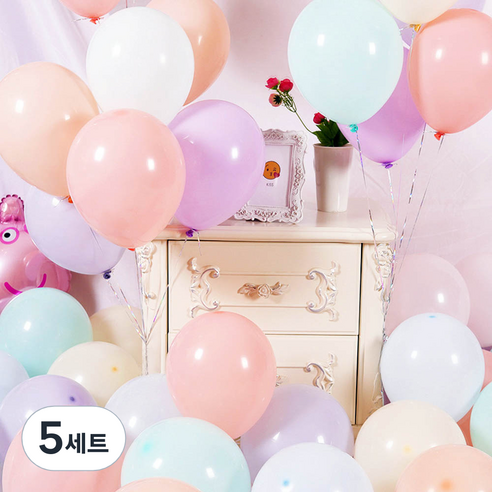 심플 마카롱 풍선 13cm 200p 세트, 혼합색상, 5세트